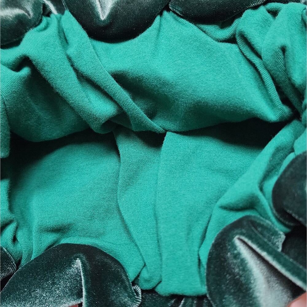 Catimini Girls Green Velvet Holiday Pom Pom Bubble Dress - Picture 4 of 9